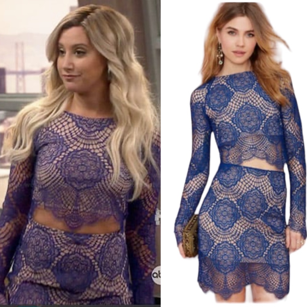 COPY - NEW For Love & Lemons Grace Cropped Blue Lace Top. Still have it!